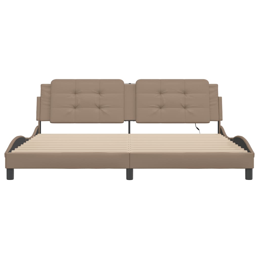 Cadre de lit avec lumières LED cappuccino 200x200 cm similicuir - XIOS