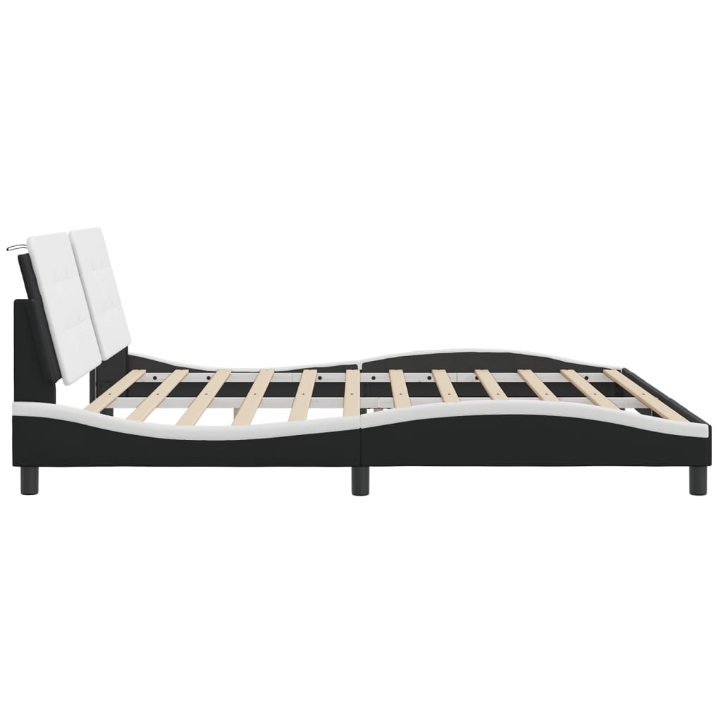 Cadre de lit avec LED sans matelas Zadar noir et blanc 200x200 cm - XIOS