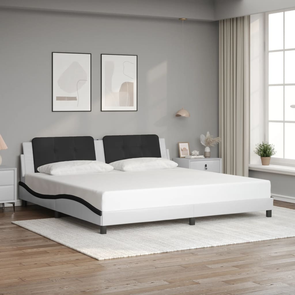 Cadre de lit avec LED sans matelas Zadar blanc et noir 200x200 cm - XIOS