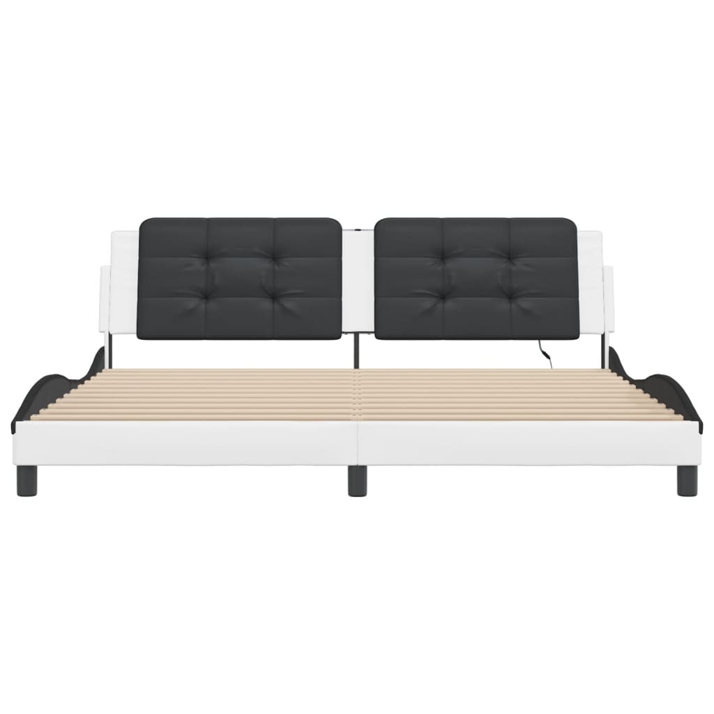 Cadre de lit avec LED sans matelas Zadar blanc et noir 200x200 cm - XIOS
