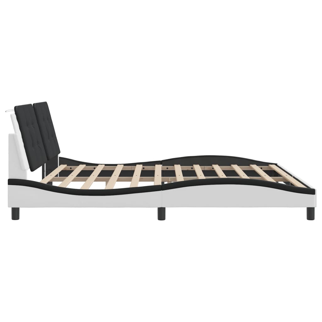 Cadre de lit avec LED sans matelas Zadar blanc et noir 200x200 cm - XIOS