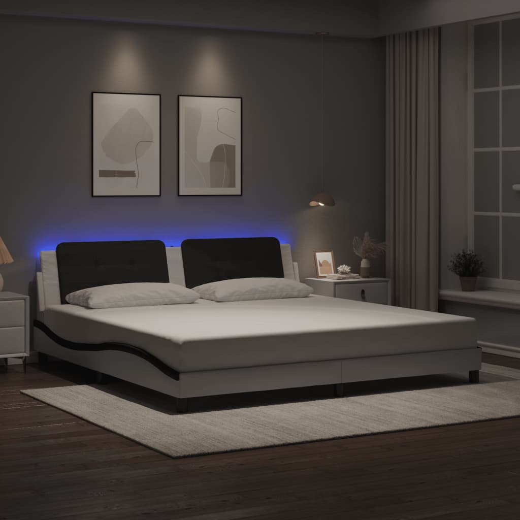 Cadre de lit avec LED sans matelas blanc et noir 200x200 cm - XIOS