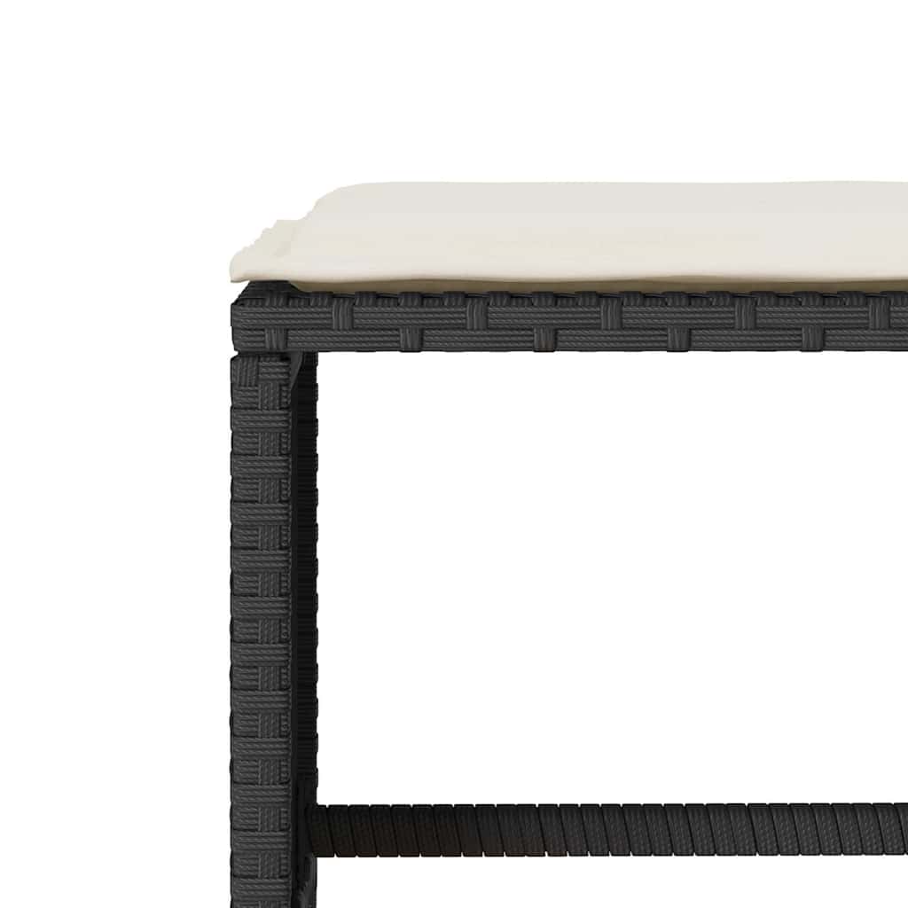 Salon de jardin 6 pcs avec coussins noir résine tressée