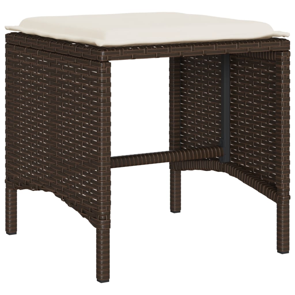 Salon de jardin avec coussins 6 pcs marron résine tressée