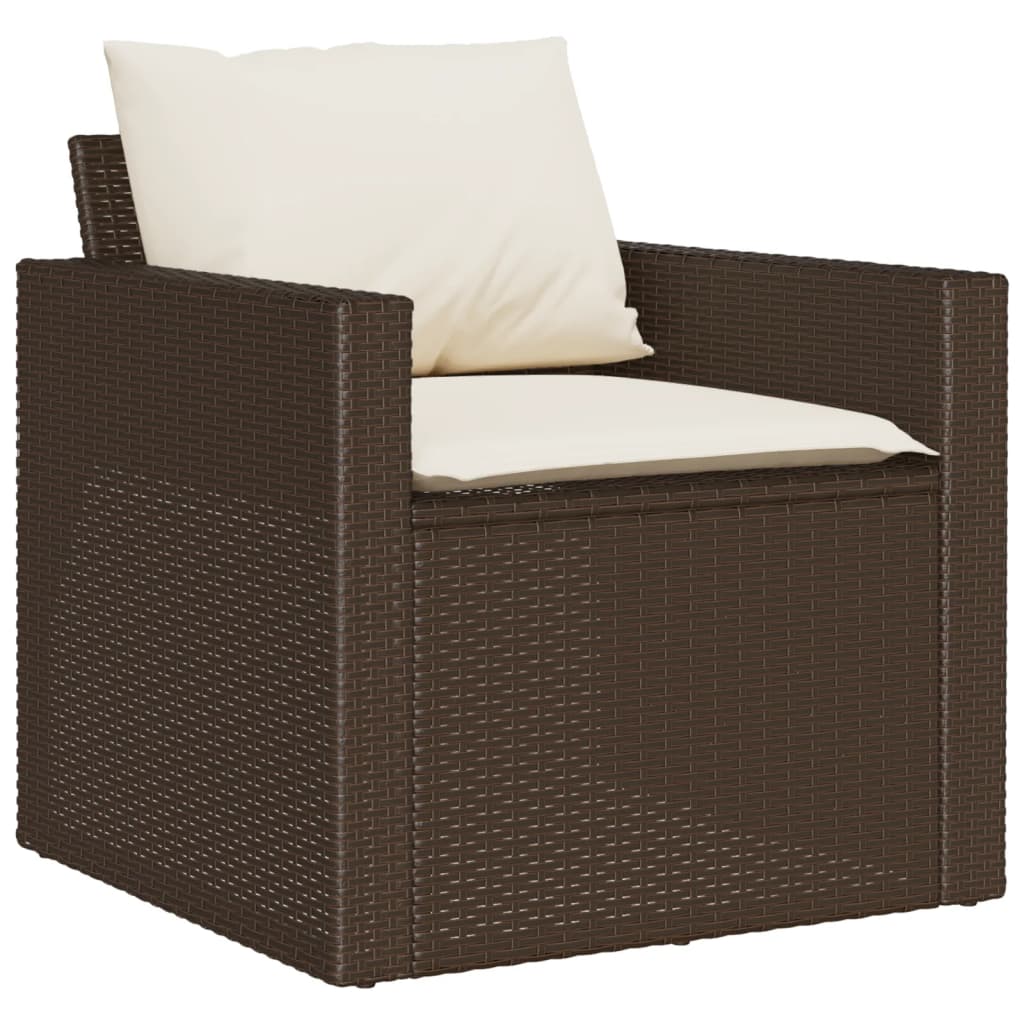 Salon de jardin avec coussins 6 pcs marron résine tressée