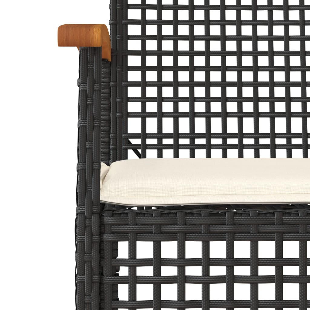 Ensemble à manger de jardin coussins 5pcs Noir Résine tressée