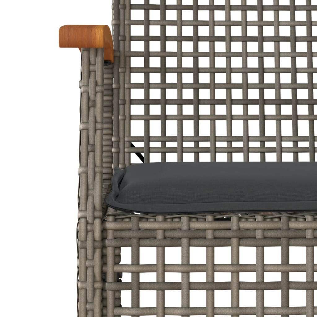 Ensemble à manger de jardin 3 pcs coussins gris résine tressée