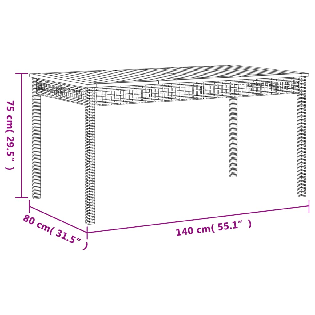 Ensemble à manger de jardin et coussins 7 pcs gris rotin