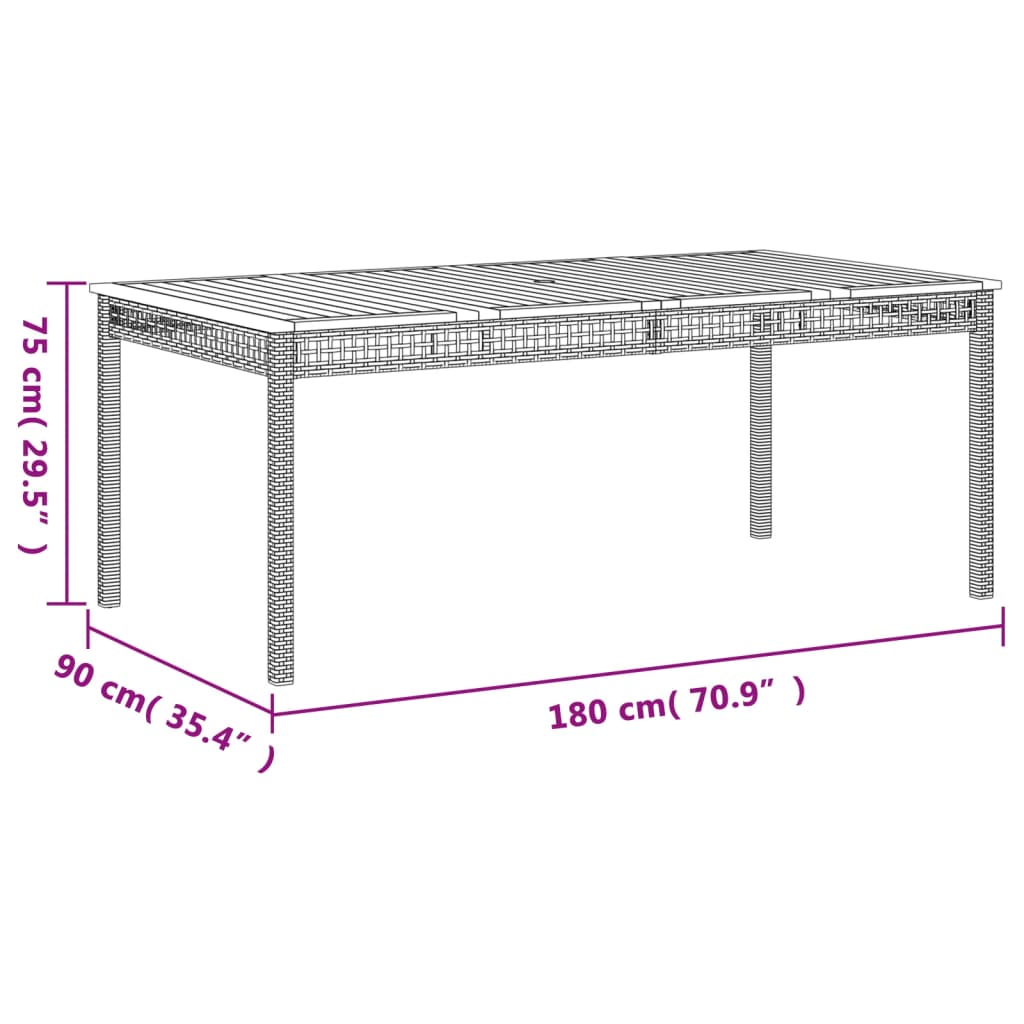 Ensemble à manger de jardin et coussins 7 pcs gris rotin