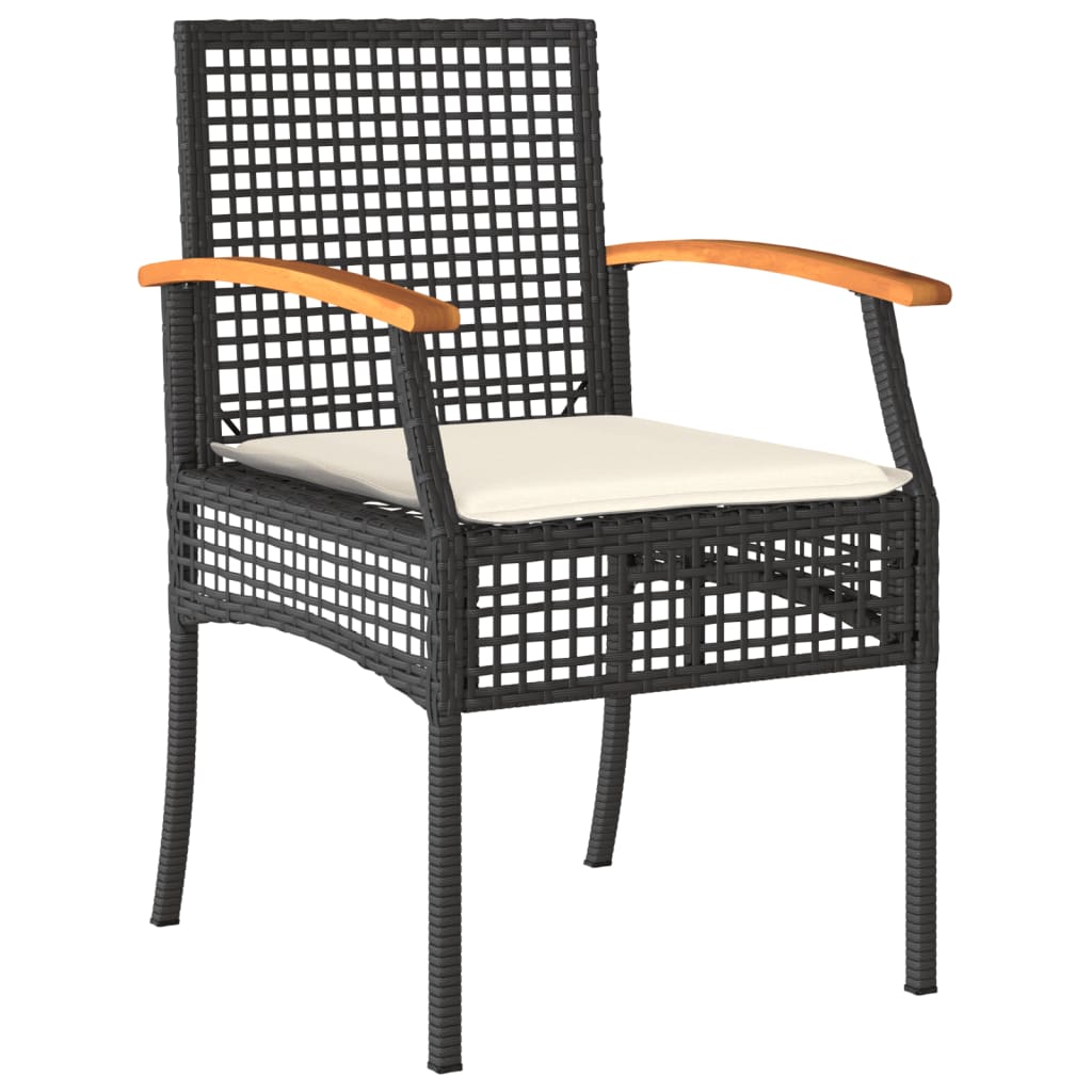Ensemble à manger de jardin coussins 5pcs Noir Résine tressée