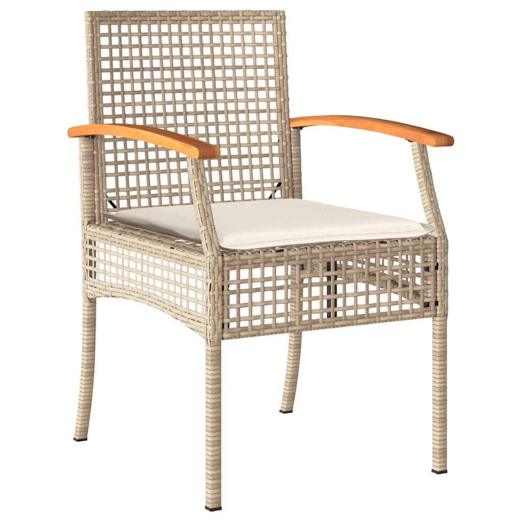 Ensemble à manger de jardin avec coussins 5pcs Beige poly rotin