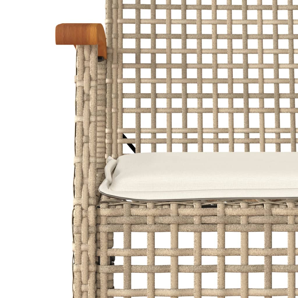 Ensemble à manger de jardin avec coussins 5pcs Beige poly rotin