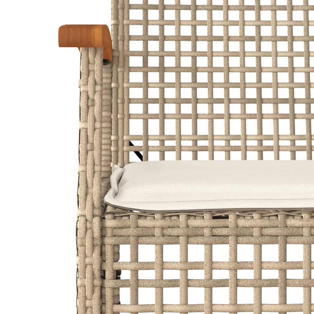 Ensemble à manger de jardin avec coussins 5pcs Beige poly rotin