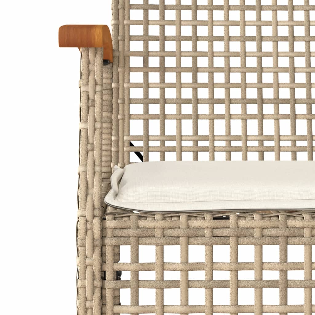 Ensemble à manger de jardin avec coussins 5pcs Beige poly rotin