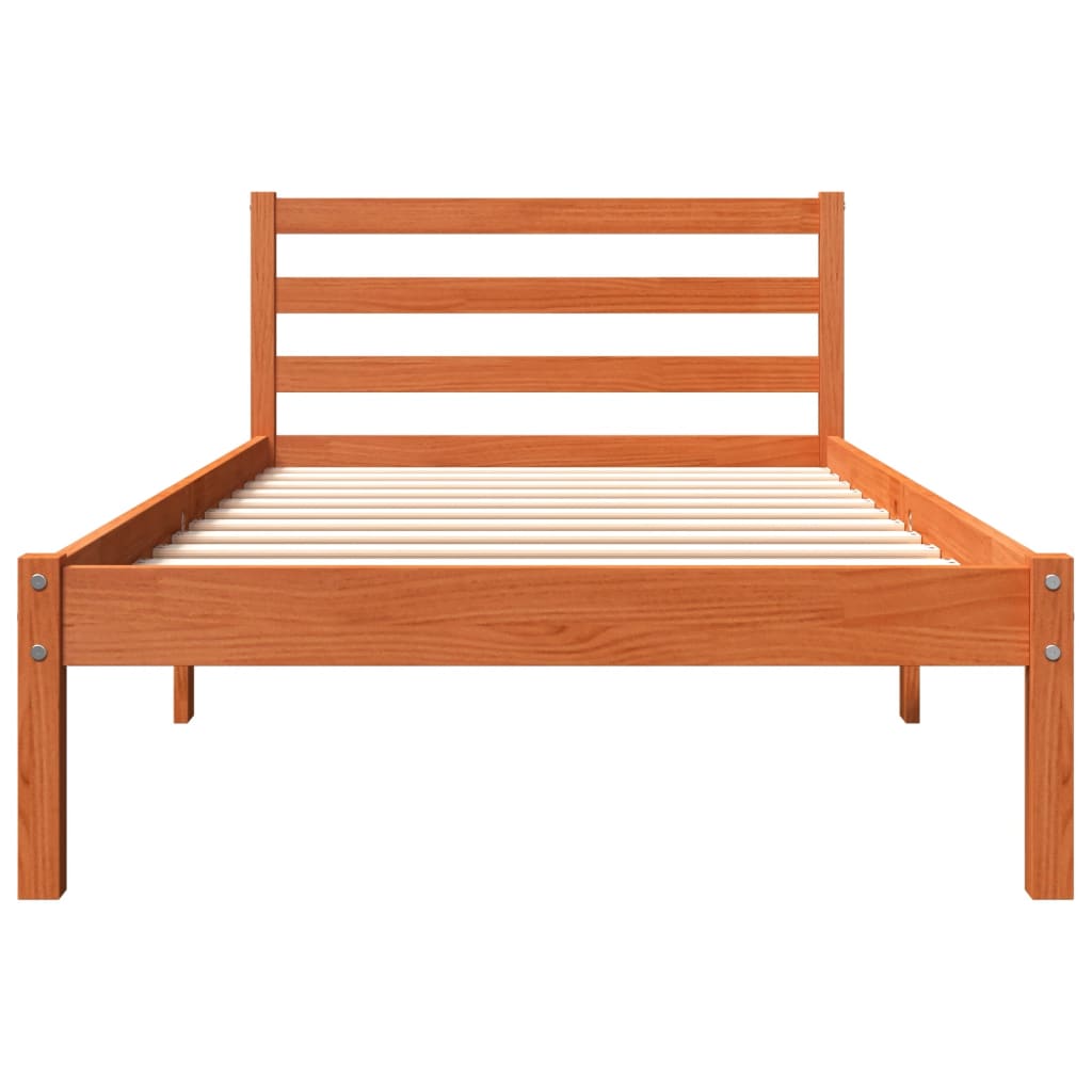Cadre de lit sans matelas cire marron 75x190 cm bois pin massif - XIOS