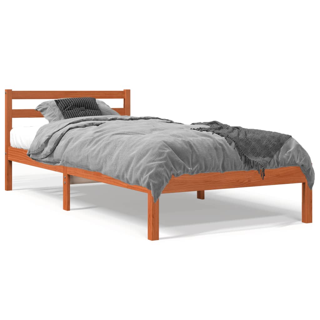 Cadre de lit sans matelas cire marron 90x200 cm bois pin massif - XIOS