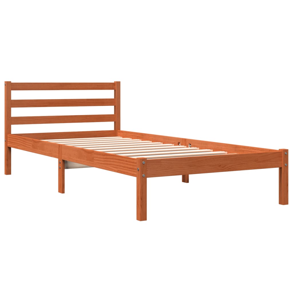 Cadre de lit sans matelas cire marron 90x200 cm bois pin massif - XIOS