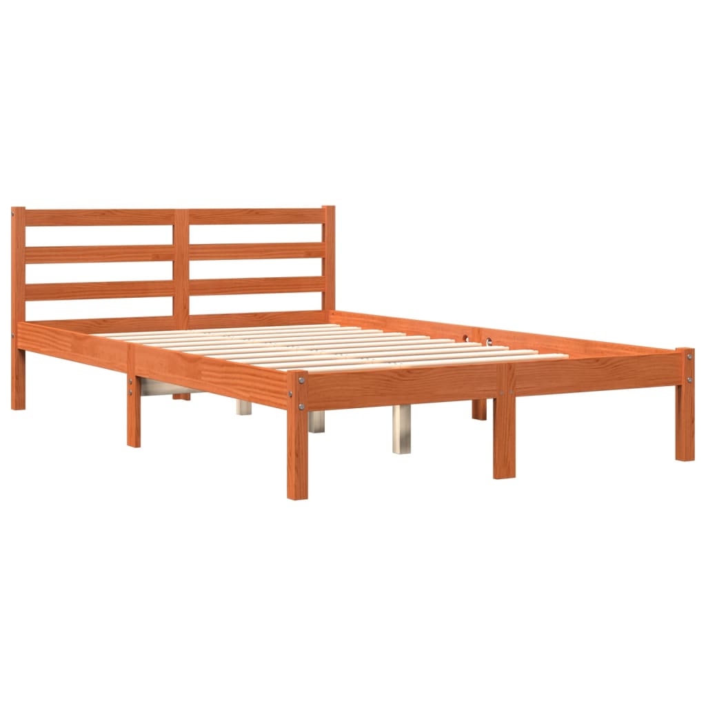 Cadre de lit sans matelas cire marron 140x200cm bois pin massif - XIOS