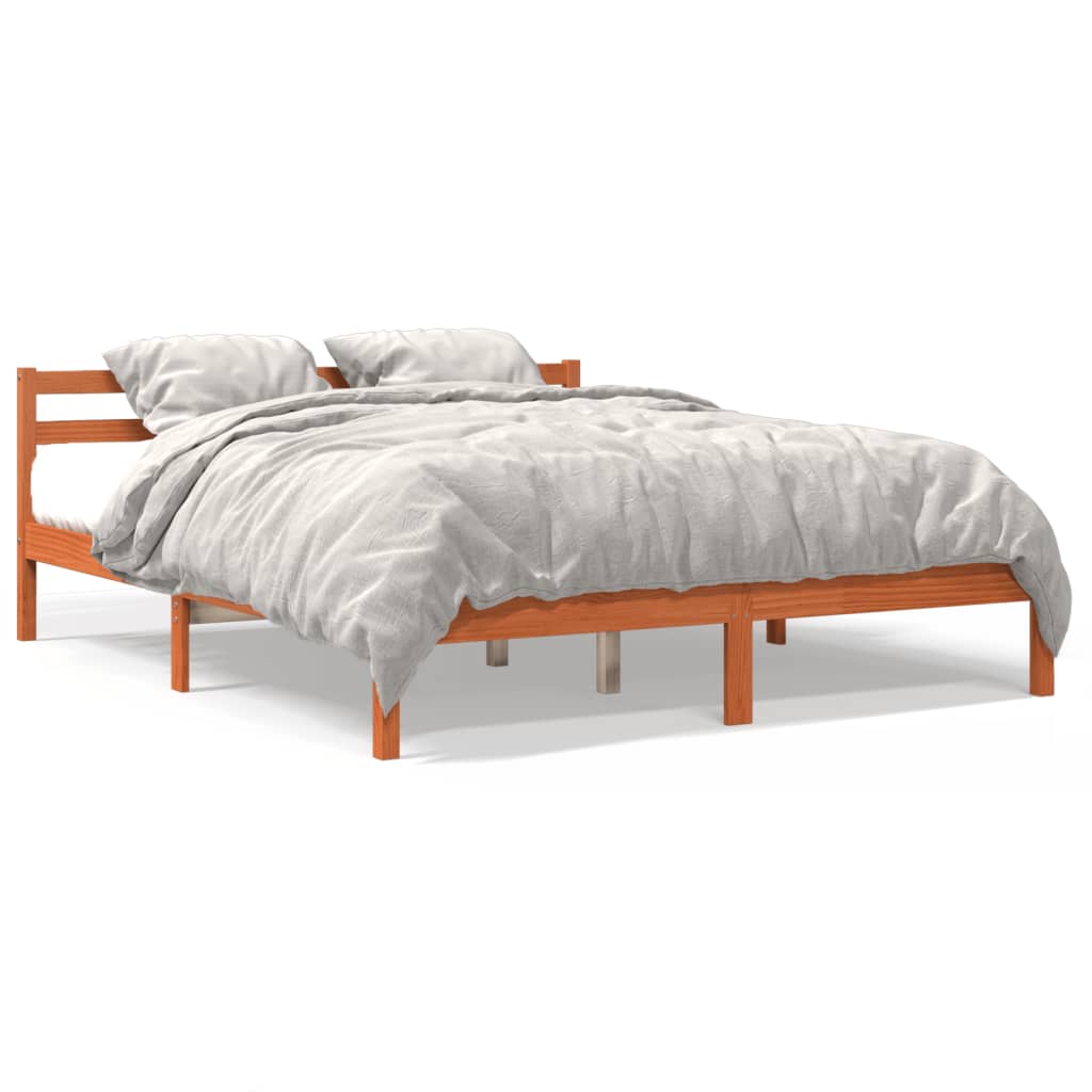 Cadre de lit sans matelas cire marron 180x200cm bois pin massif - XIOS