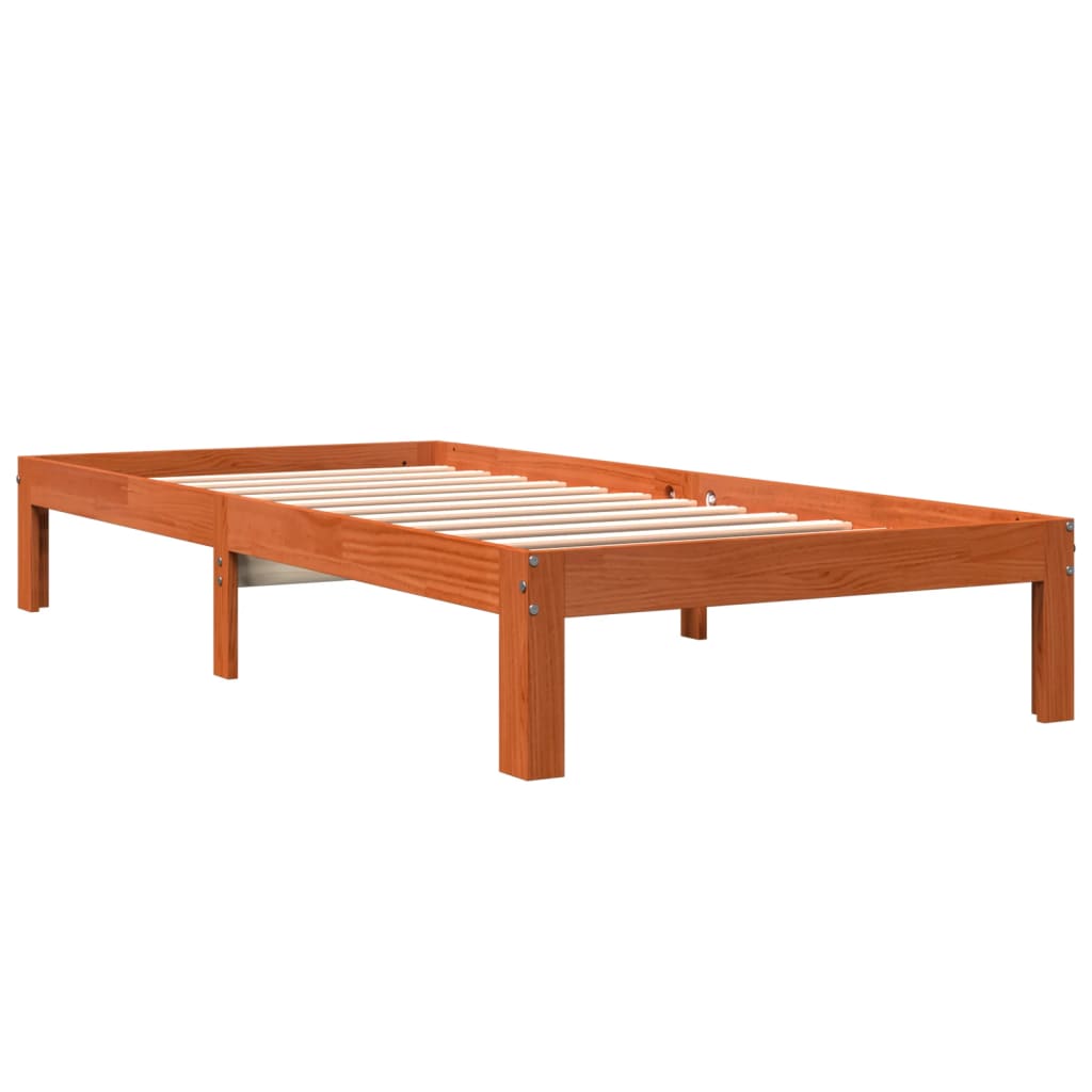 Cadre de lit sans matelas cire marron 75x190 cm bois pin massif - XIOS