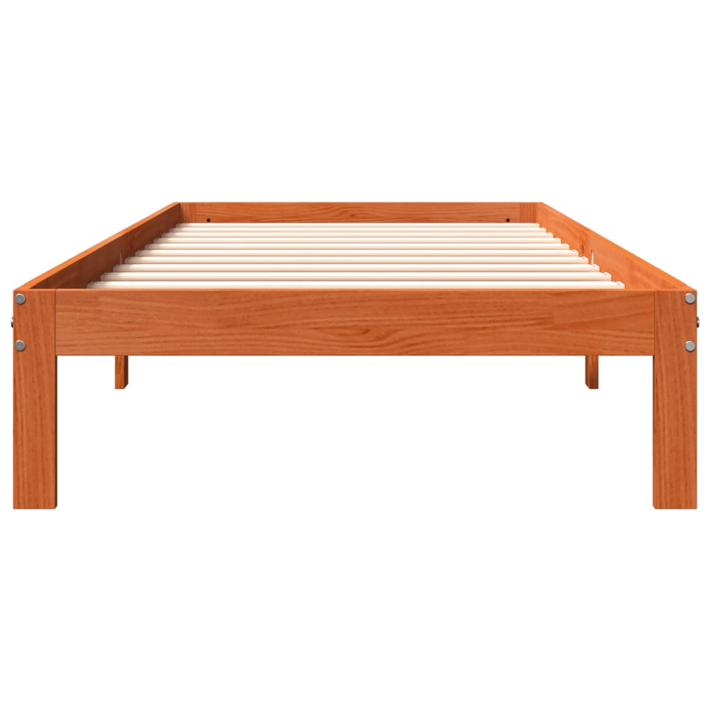 Cadre de lit sans matelas cire marron 75x190 cm bois pin massif - XIOS