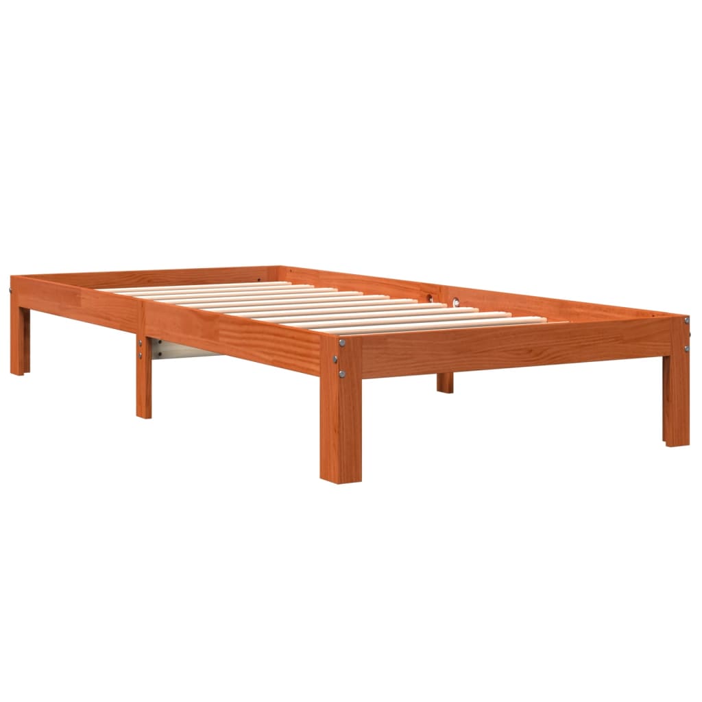 Cadre de lit sans matelas cire marron 75x190 cm bois pin massif - XIOS