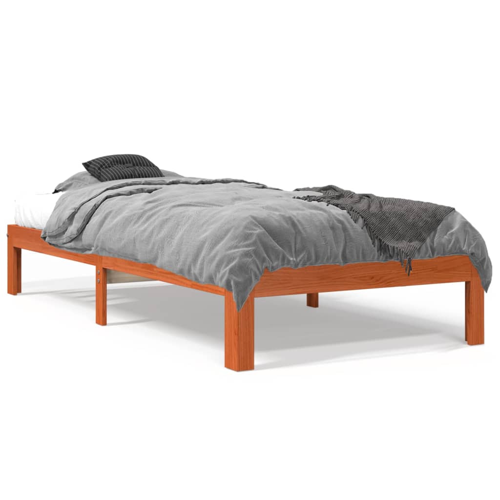 Cadre de lit sans matelas cire marron 90x190 cm bois pin massif - XIOS