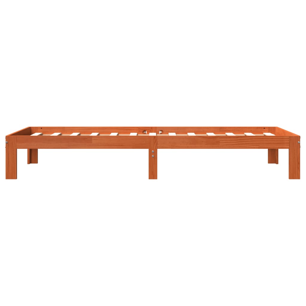 Cadre de lit sans matelas cire marron 90x190 cm bois pin massif - XIOS