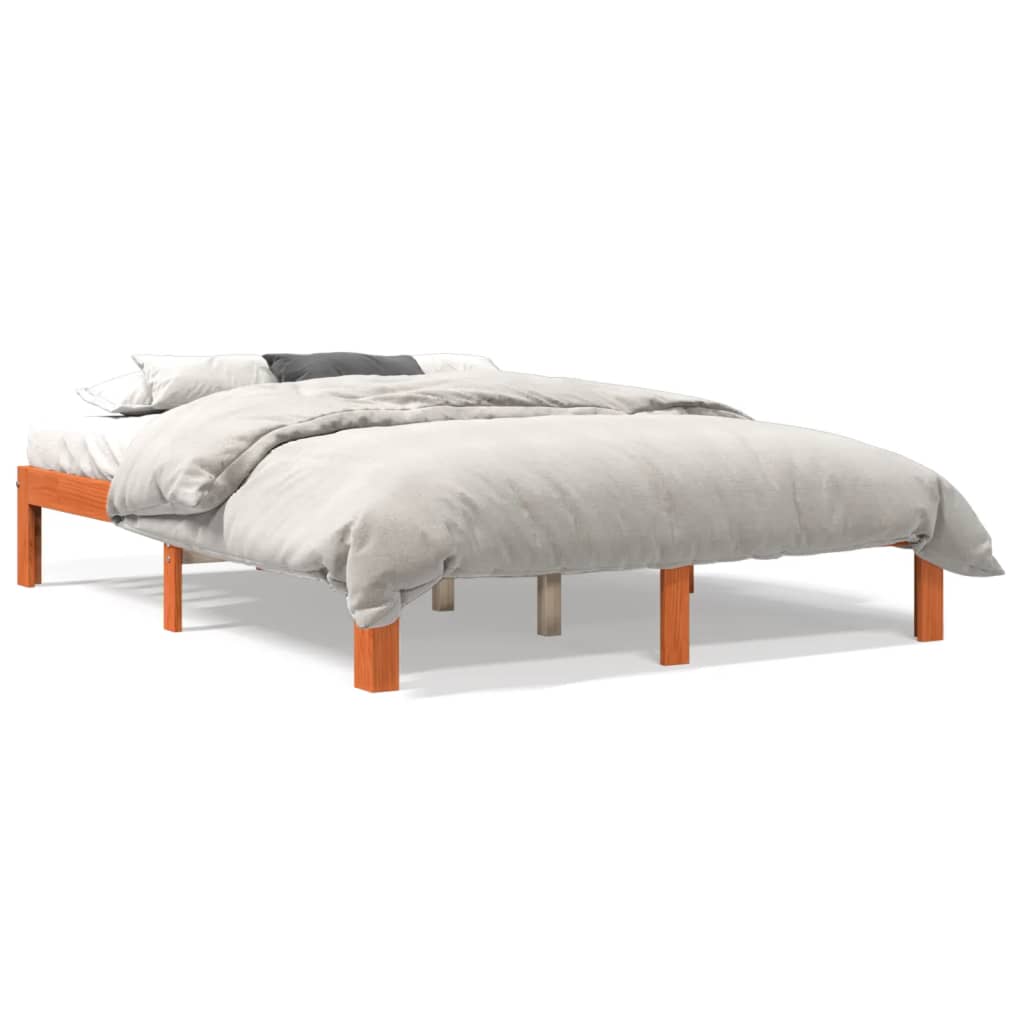Cadre de lit sans matelas cire marron 120x190cm bois pin massif - XIOS