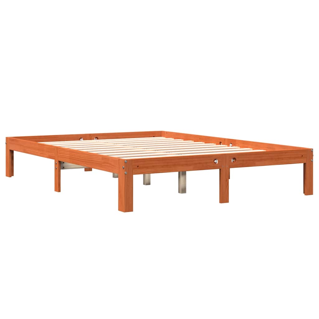 Cadre de lit sans matelas cire marron 120x190cm bois pin massif - XIOS