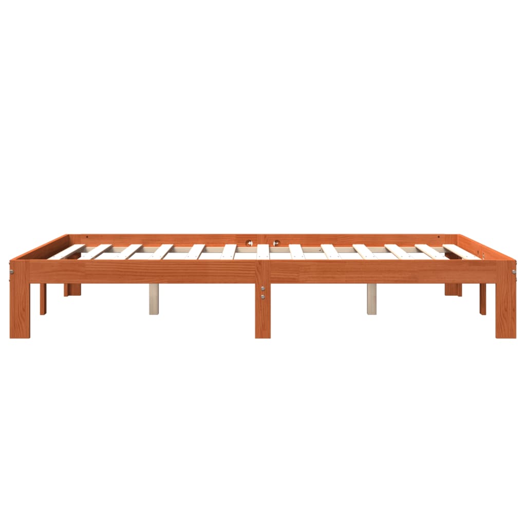 Cadre de lit sans matelas cire marron 140x190cm bois pin massif - XIOS