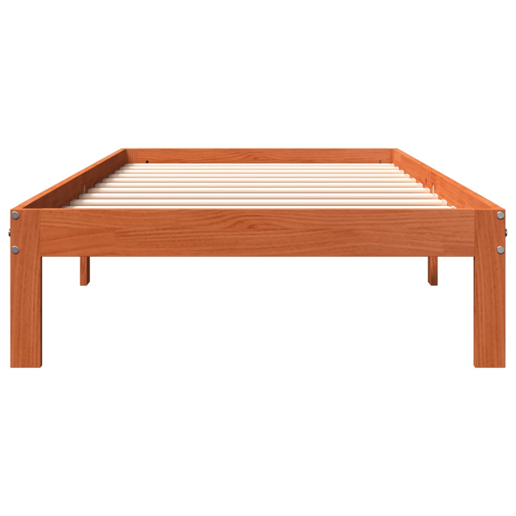 Cadre de lit sans matelas cire marron 100x200cm bois pin massif - XIOS