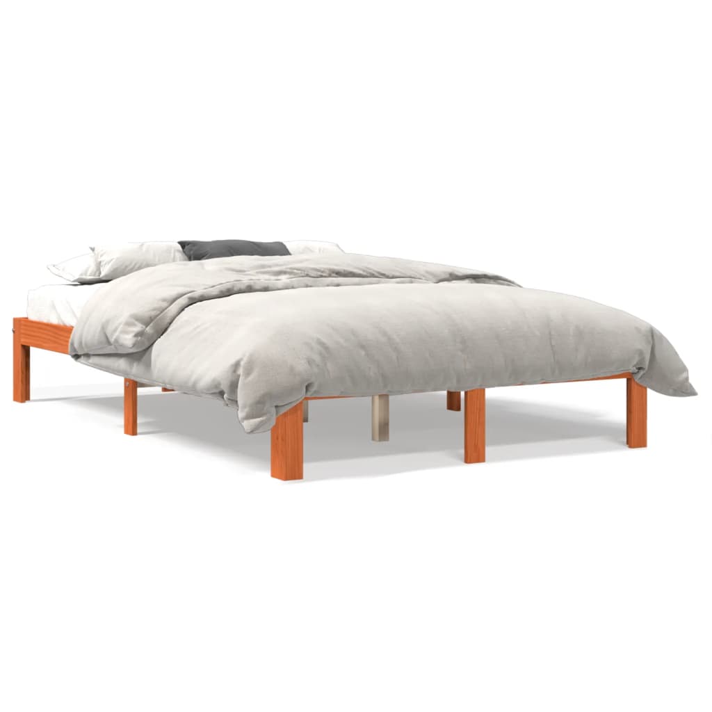 Cadre de lit sans matelas cire marron 140x200cm bois pin massif - XIOS