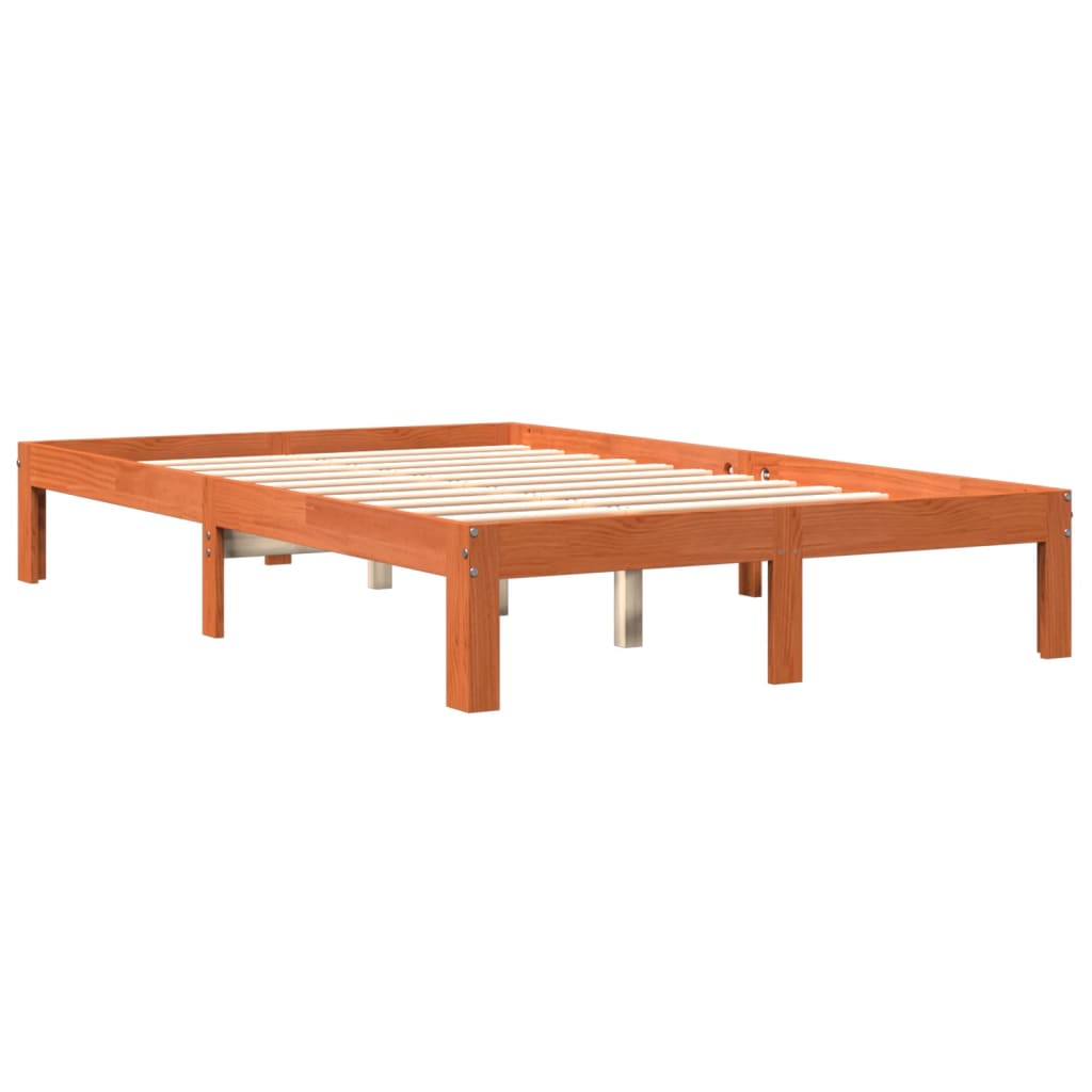 Cadre de lit sans matelas cire marron 140x200cm bois pin massif - XIOS