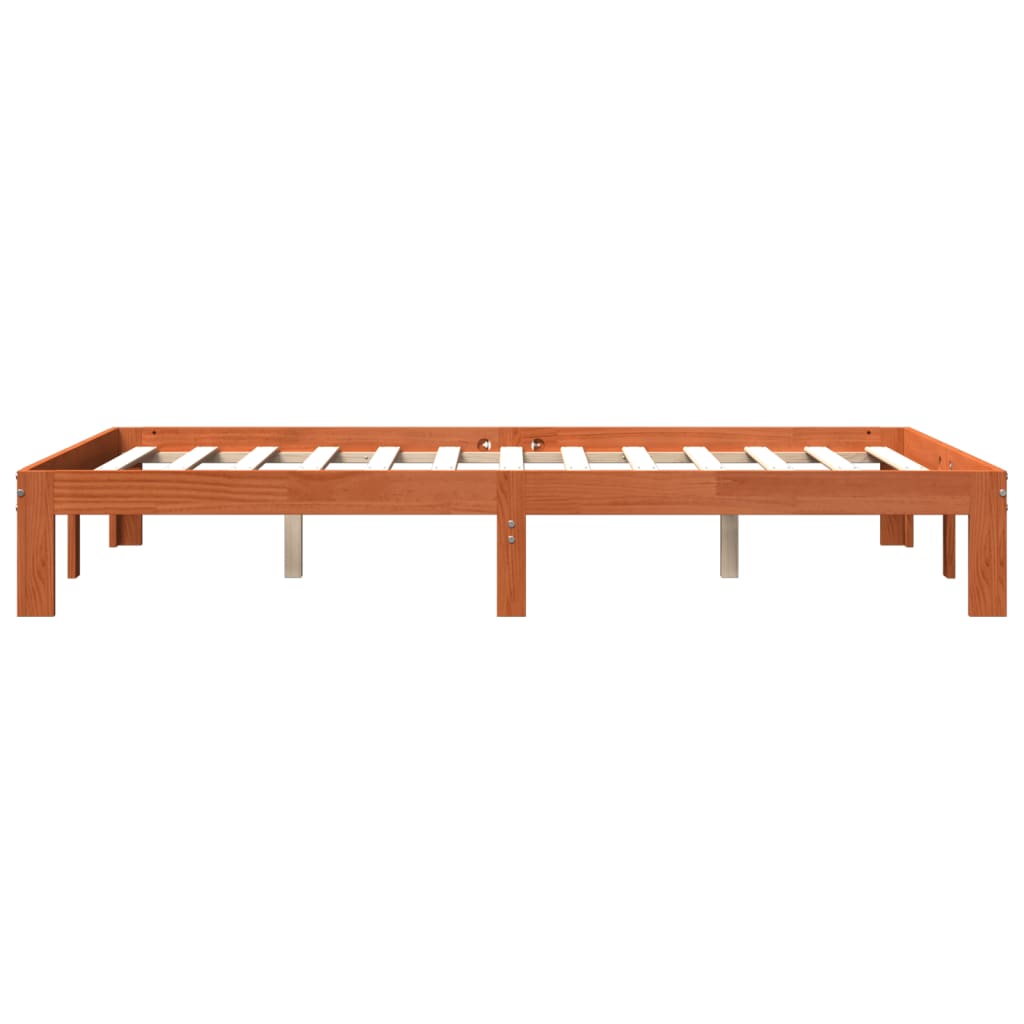 Cadre de lit sans matelas cire marron 140x200cm bois pin massif - XIOS