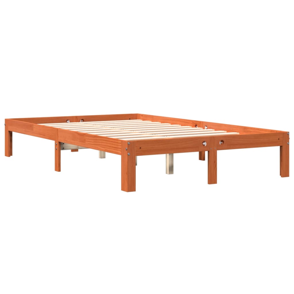 Cadre de lit sans matelas cire marron 140x200cm bois pin massif - XIOS