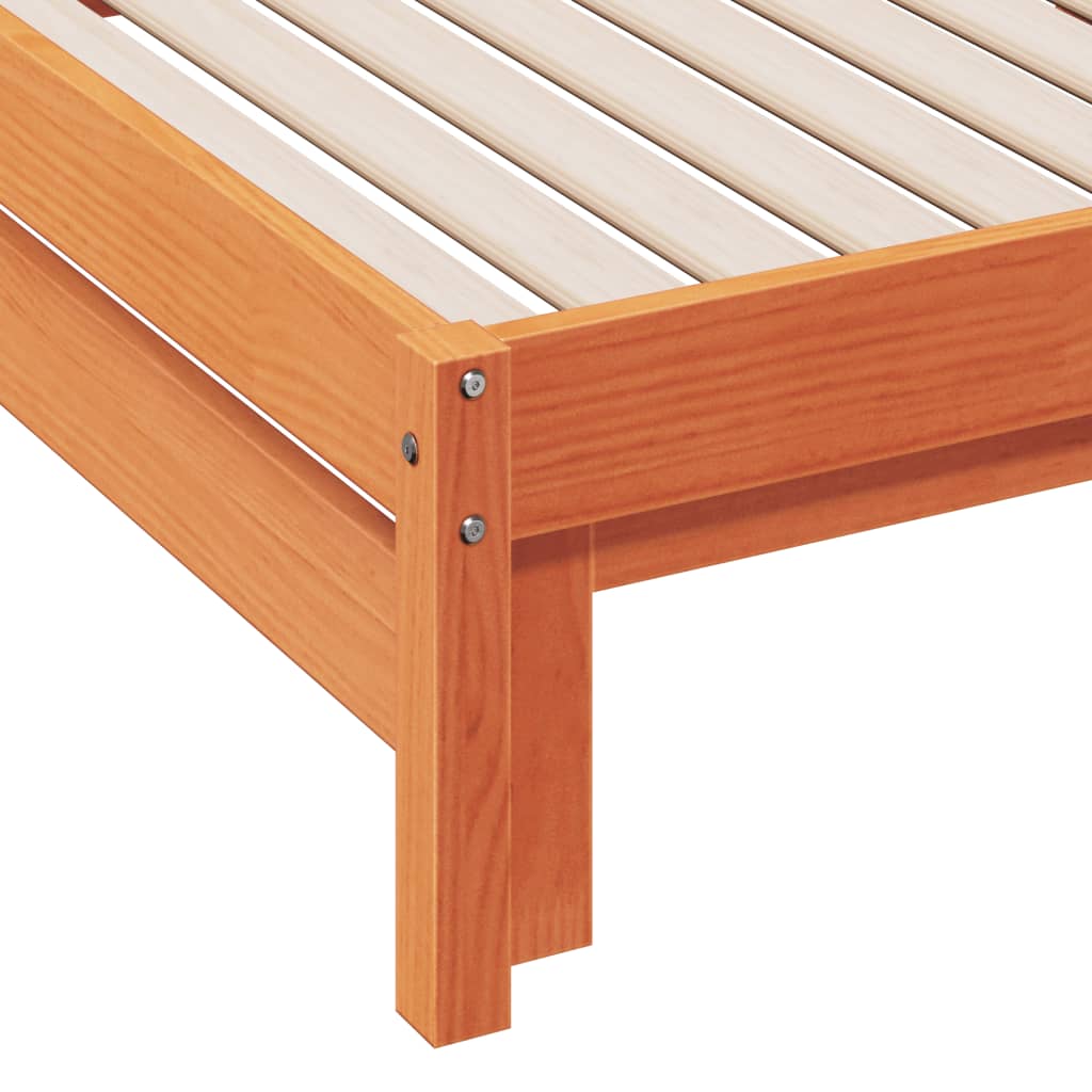 Lit de jour et lit gigogne sans matelas cire marron 90x200 cm - XIOS