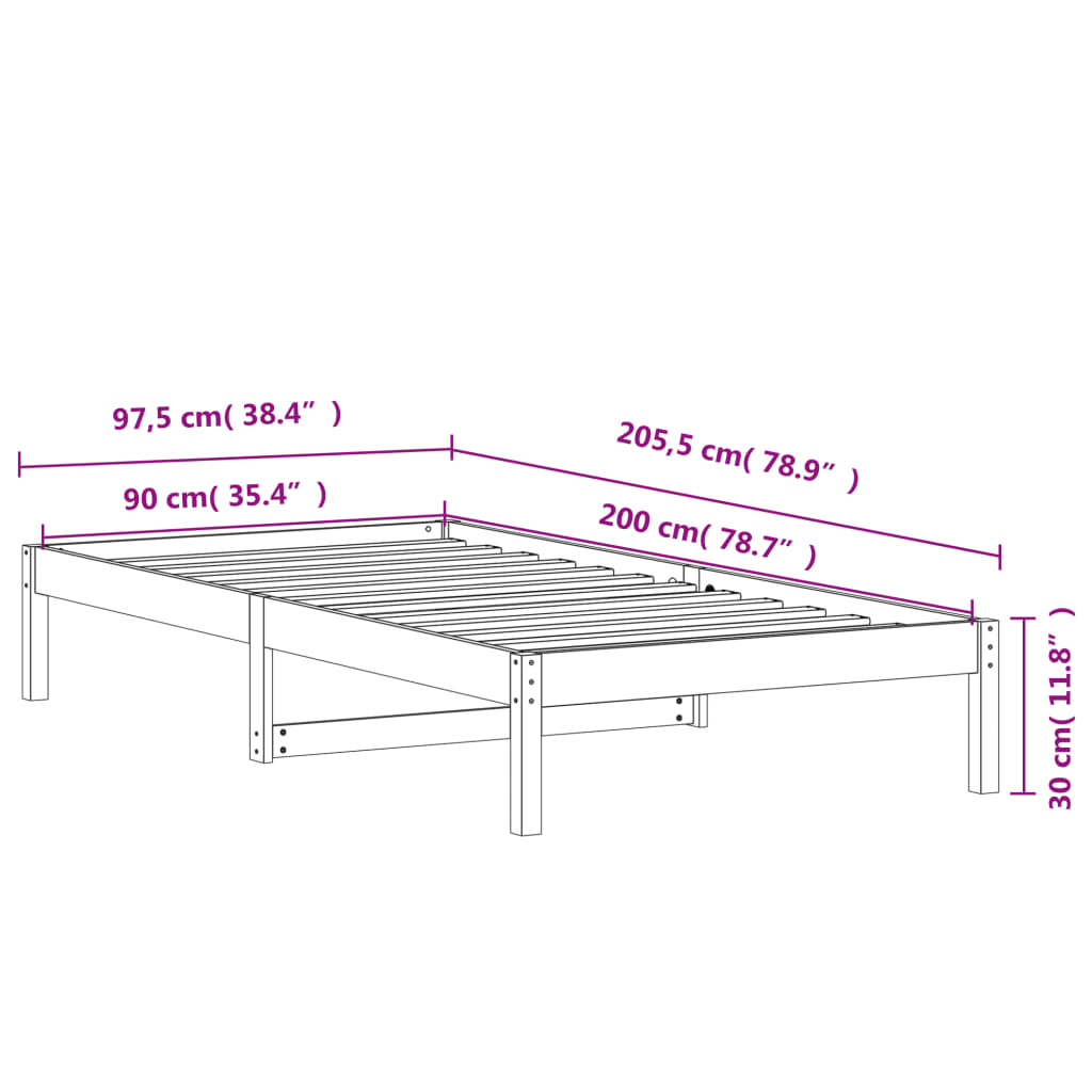 Lit de jour sans matelas cire marron 90x200 cm bois pin massif - XIOS