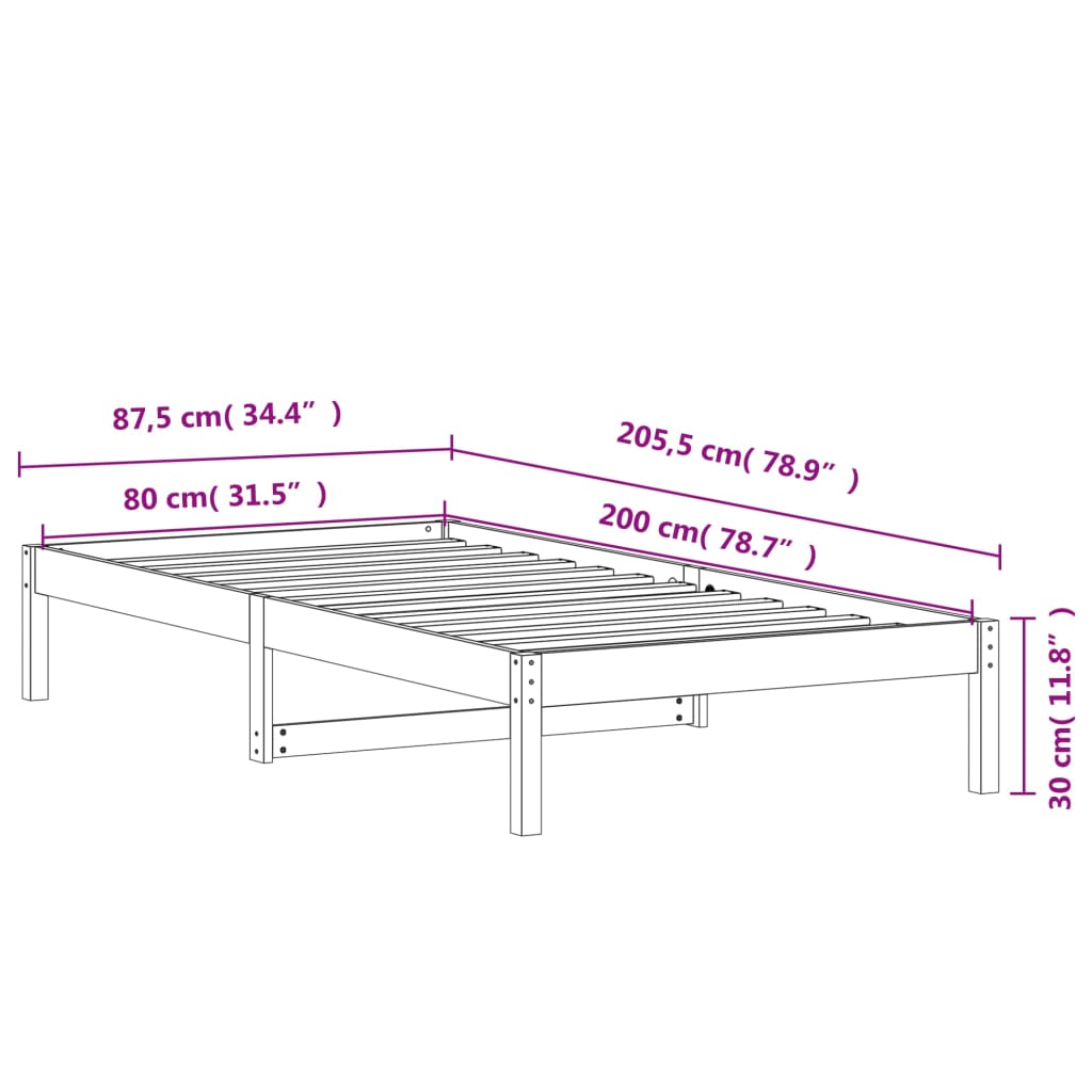 Lit de jour sans matelas cire marron 80x200 cm bois pin massif - XIOS