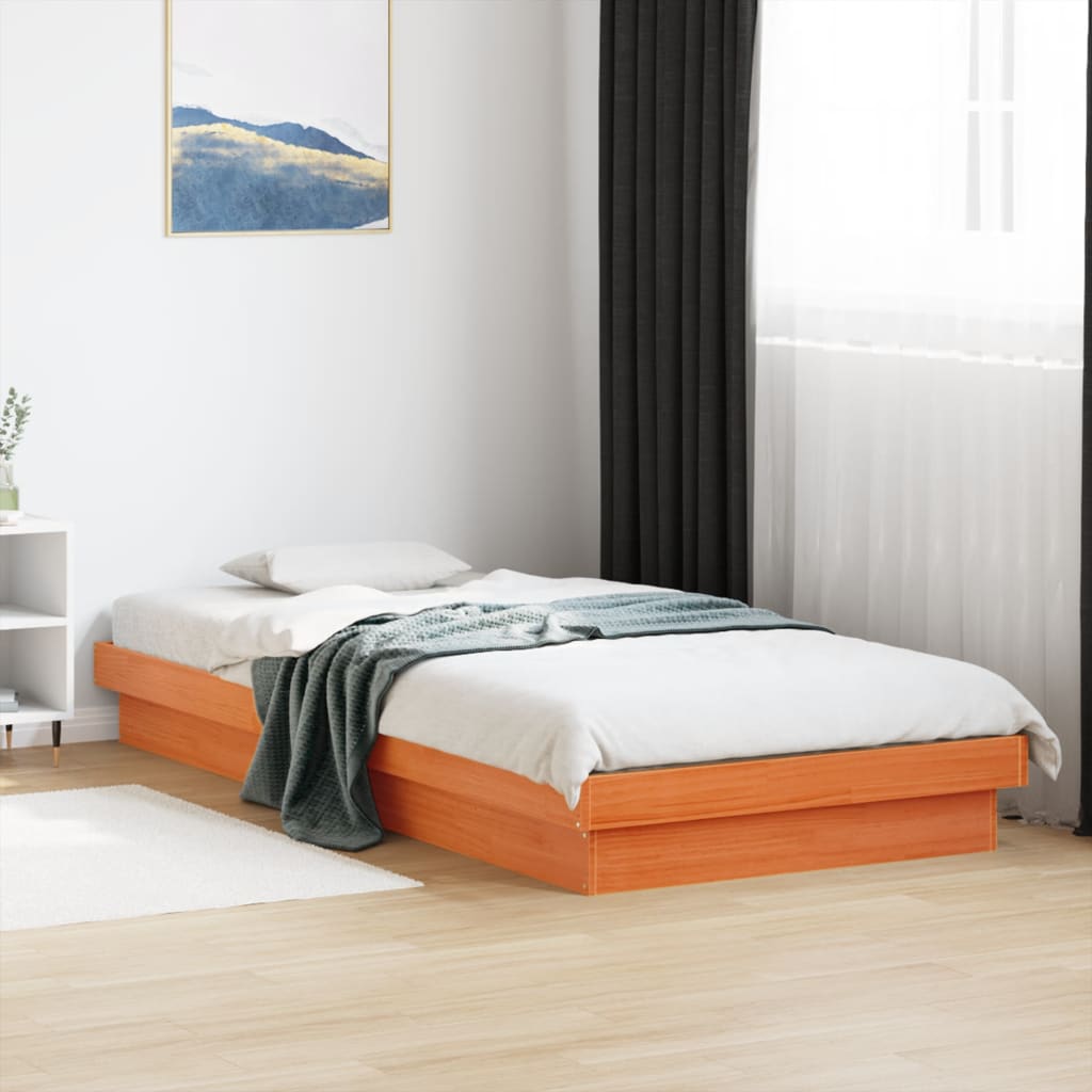 Cadre de lit à LED sans matelas 90x200 cm bois massif - XIOS