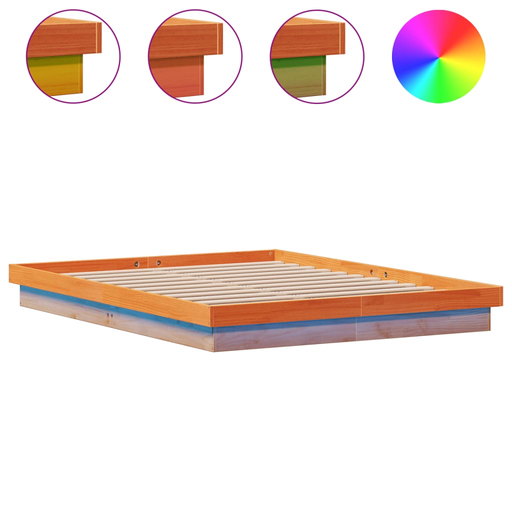 Cadre de lit à LED sans matelas 150x200 cm bois massif - XIOS