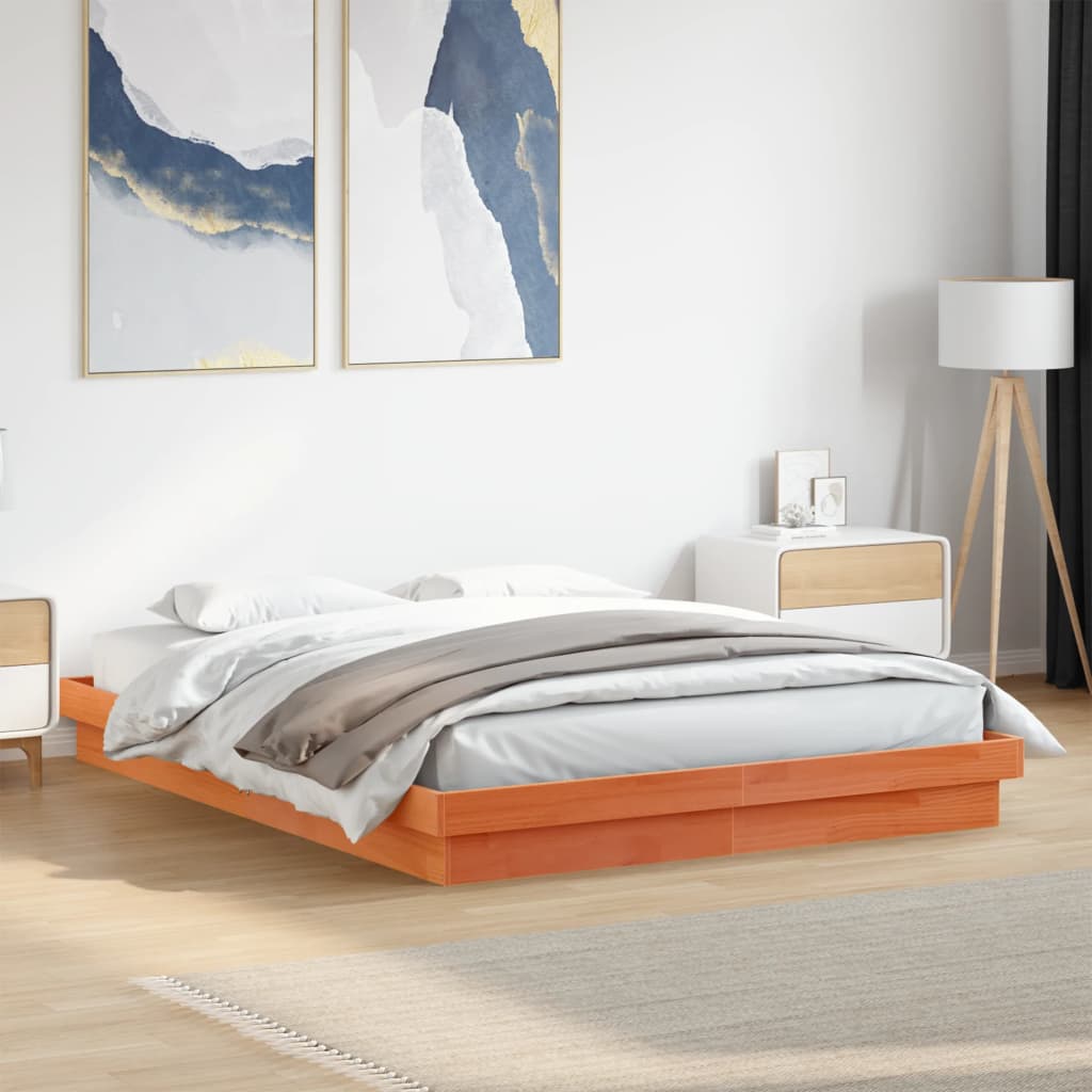Cadre de lit à LED sans matelas 150x200 cm bois massif - XIOS