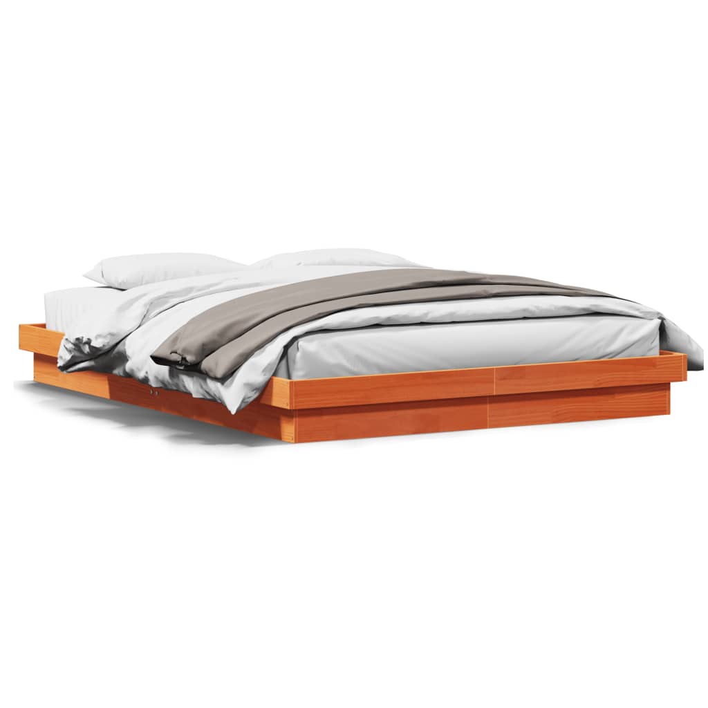 Cadre de lit à LED sans matelas 150x200 cm bois massif - XIOS