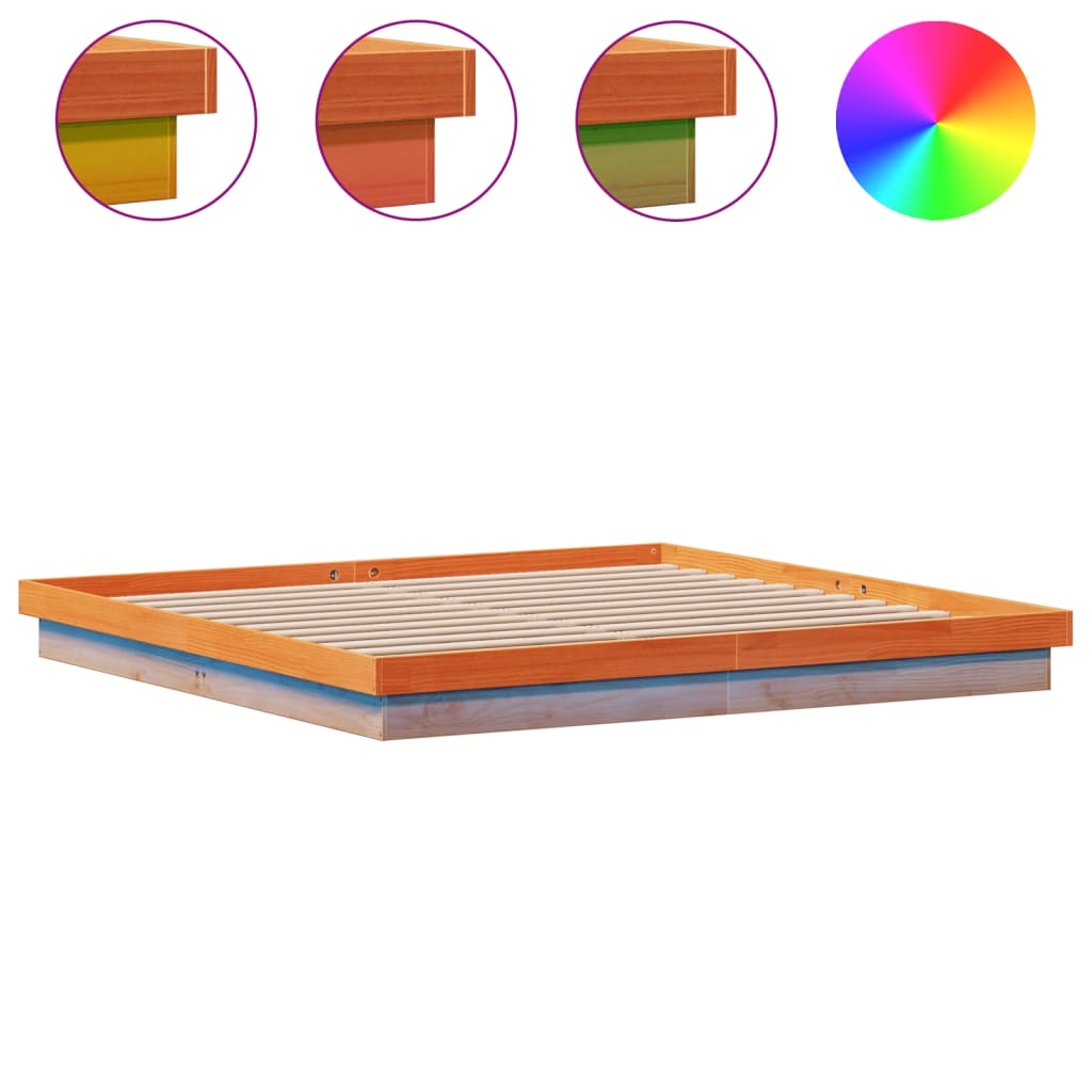 Cadre de lit à LED sans matelas 200x200 cm bois massif - XIOS