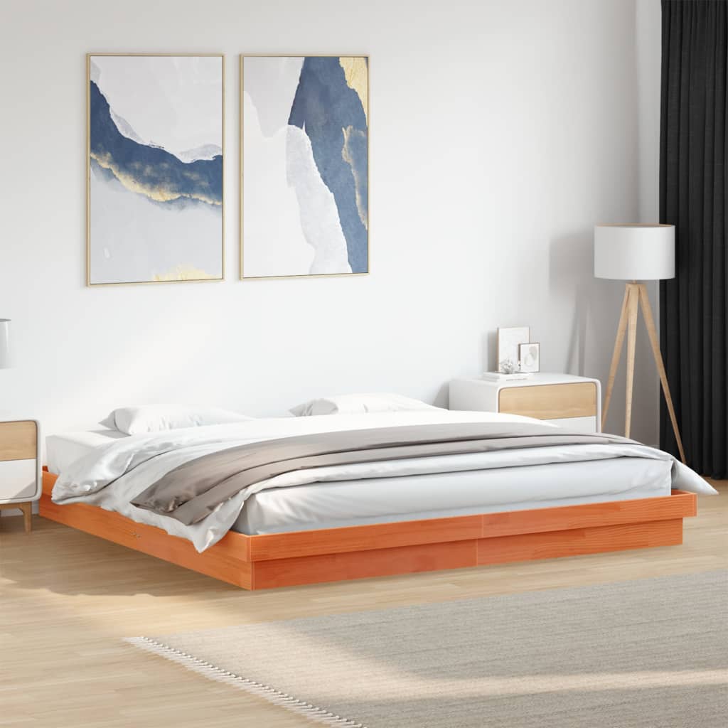 Cadre de lit à LED sans matelas 200x200 cm bois massif - XIOS