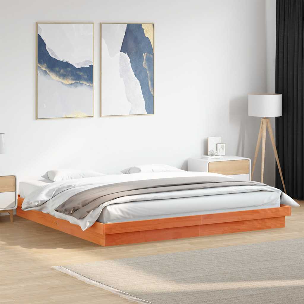 Cadre de lit à LED sans matelas 200x200 cm bois massif - XIOS