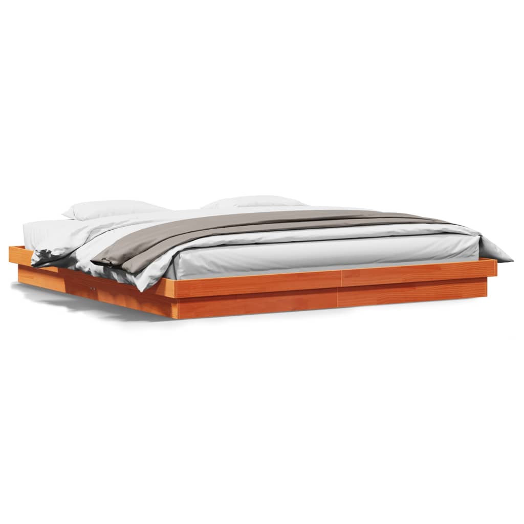 Cadre de lit à LED sans matelas 200x200 cm bois massif - XIOS