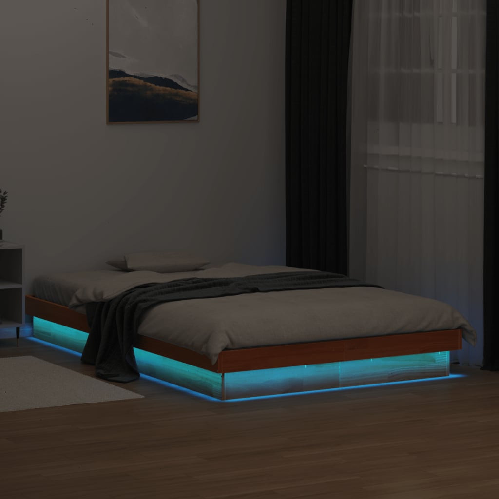 Cadre de lit à LED sans matelas 120x190 cm bois massif - XIOS
