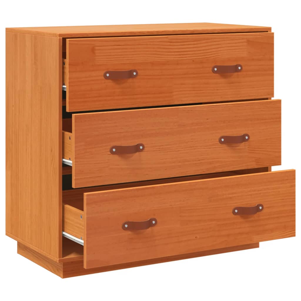 Buffet cire marron 80x40x75 cm bois massif de pin - XIOS