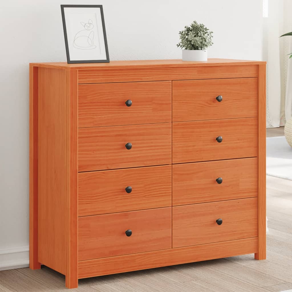 Armoire latérale cire marron 100x40x90 cm bois de pin massif - XIOS